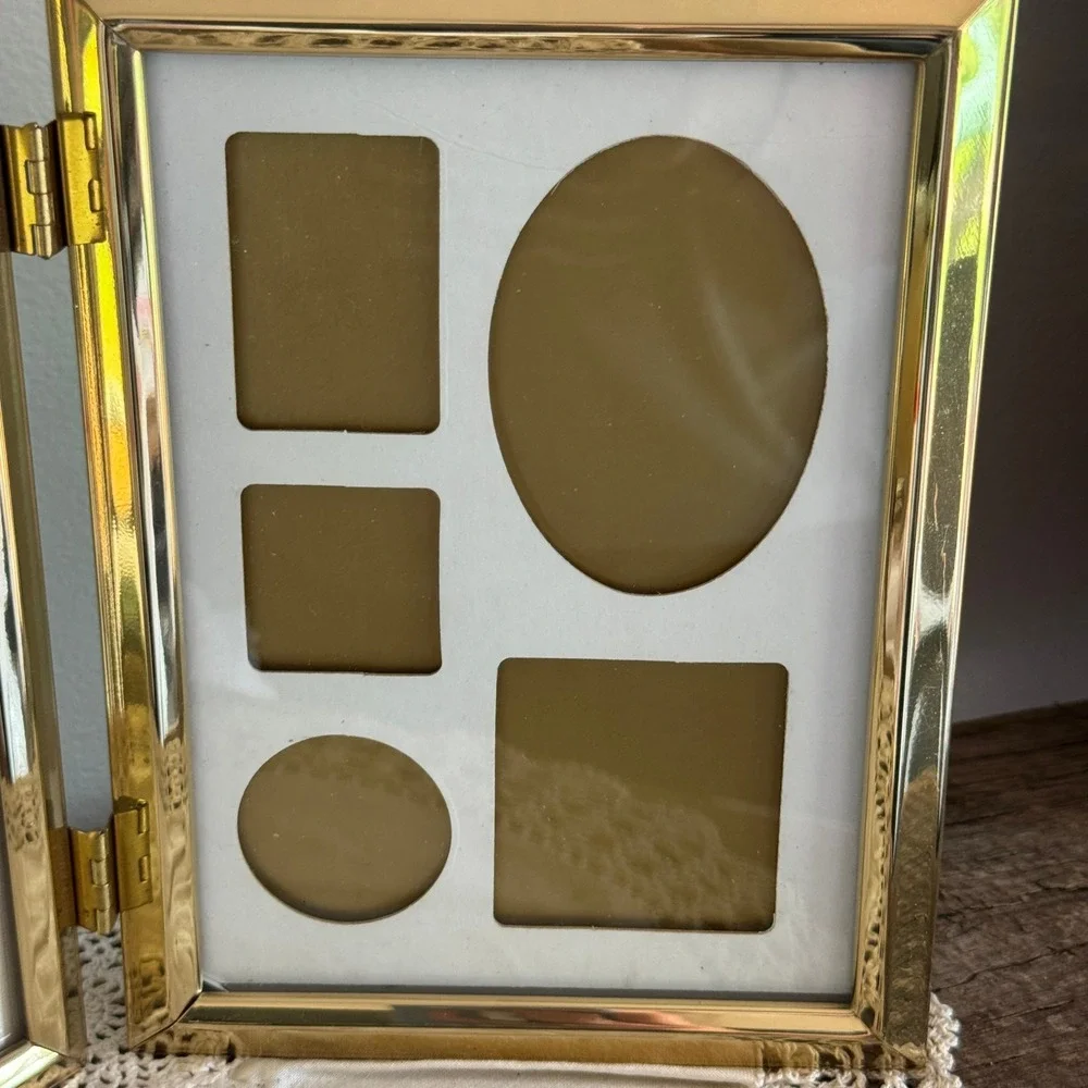 Vintage 1993 Polished Brass 5x7 Double Hinged Collage Frame  Grand millennial